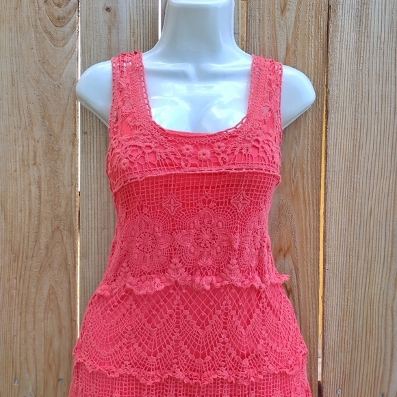 American Rag - Coral Crochet Mini Dress - Picture 2 of 13